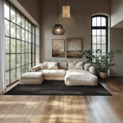 tectake® Kortpolig vloerkleed Soft Zone 160 x 230 cm - Zwart