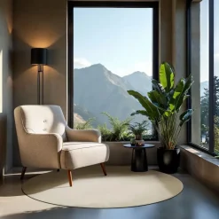 tectake® Kortpolig vloerkleed Soft Zone Ø 120 cm - Beige