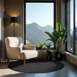 tectake® Kortpolig vloerkleed Soft Zone Ø 120 cm - Zwart