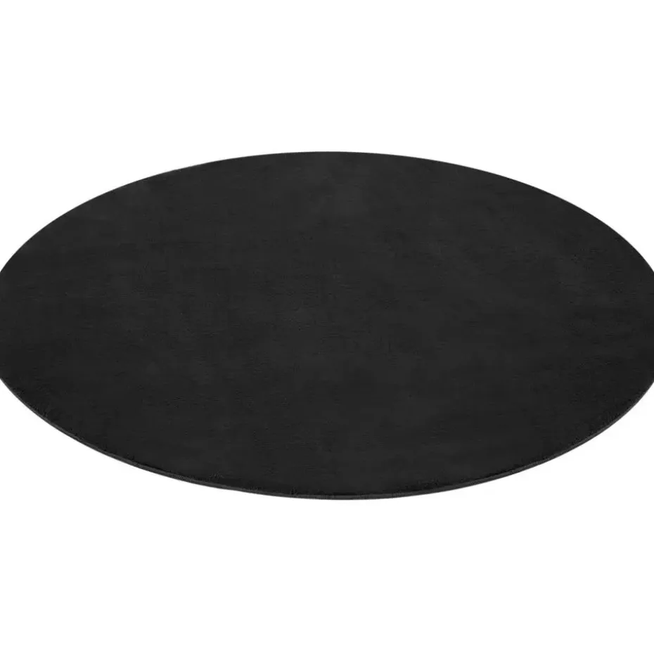 tectake® Kortpolig vloerkleed Soft Zone Ø 120 cm - Zwart