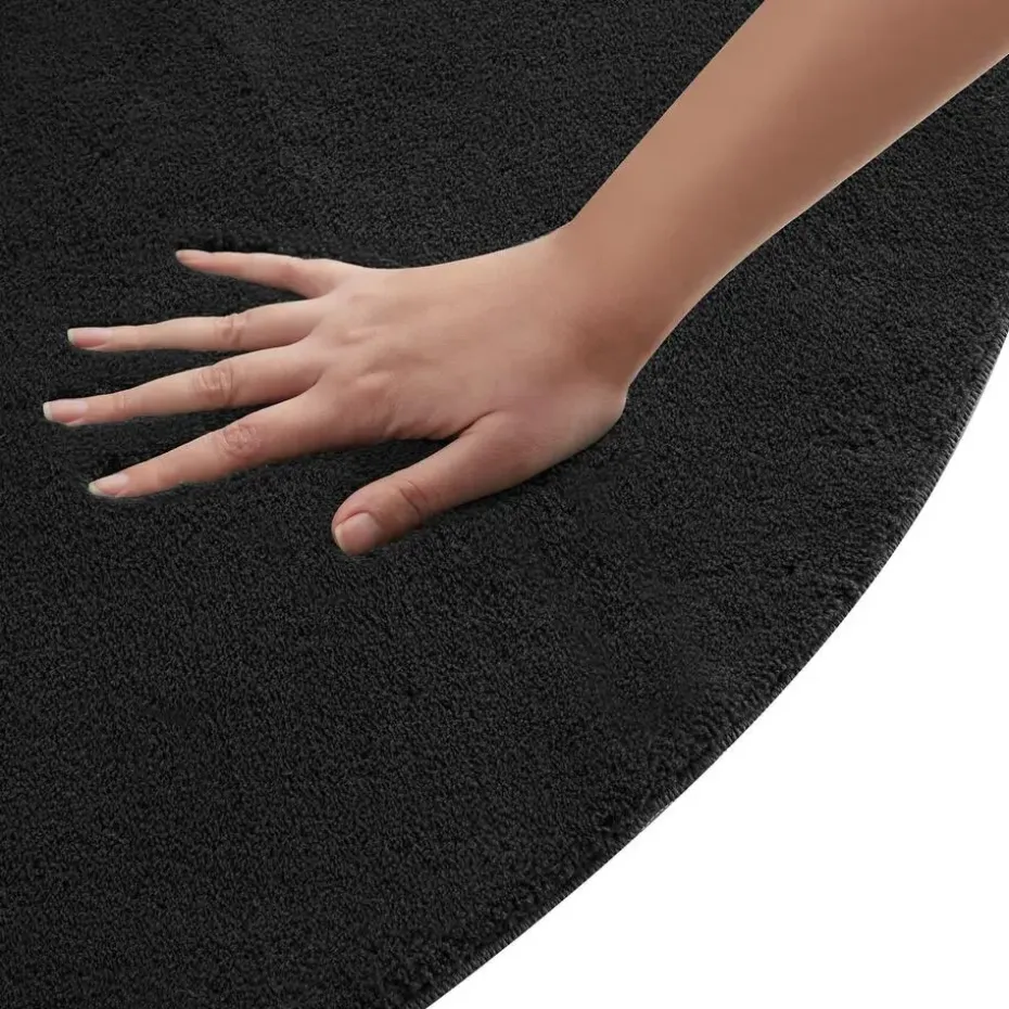 tectake® Kortpolig vloerkleed Soft Zone Ø 120 cm - Zwart