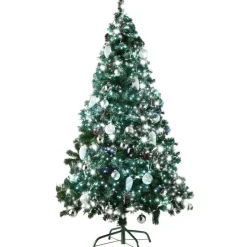 tectake Kunstkerstboom met dennenappels en metalen standaard 180cm, Groen