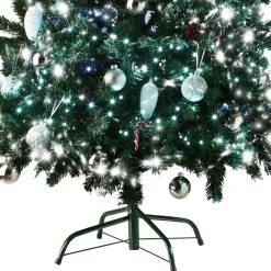 tectake Kunstkerstboom met dennenappels en metalen standaard 180cm, Groen
