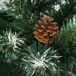 tectake Kunstkerstboom met dennenappels en metalen standaard 180cm, Groen