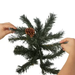 tectake Kunstkerstboom met dennenappels en metalen standaard 180cm, Groen