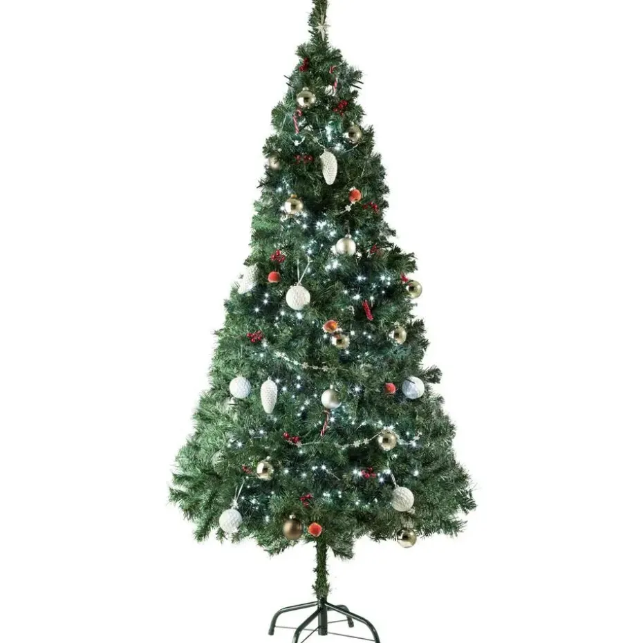 tectake Kunstkerstboom met groene metalen standaard , Groen