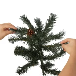 tectake Kunstkerstboom met dennenappels en metalen standaard 180cm, Groen