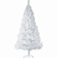 tectake Kunstkerstboom natuurgetrouw met metalen standaard wit, Wit