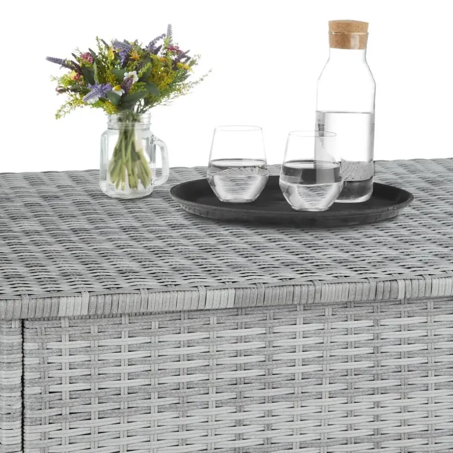 tectake Kussenbox Oslo met aluminium frame 145x82,5x79,5cm, Lichtgrijs