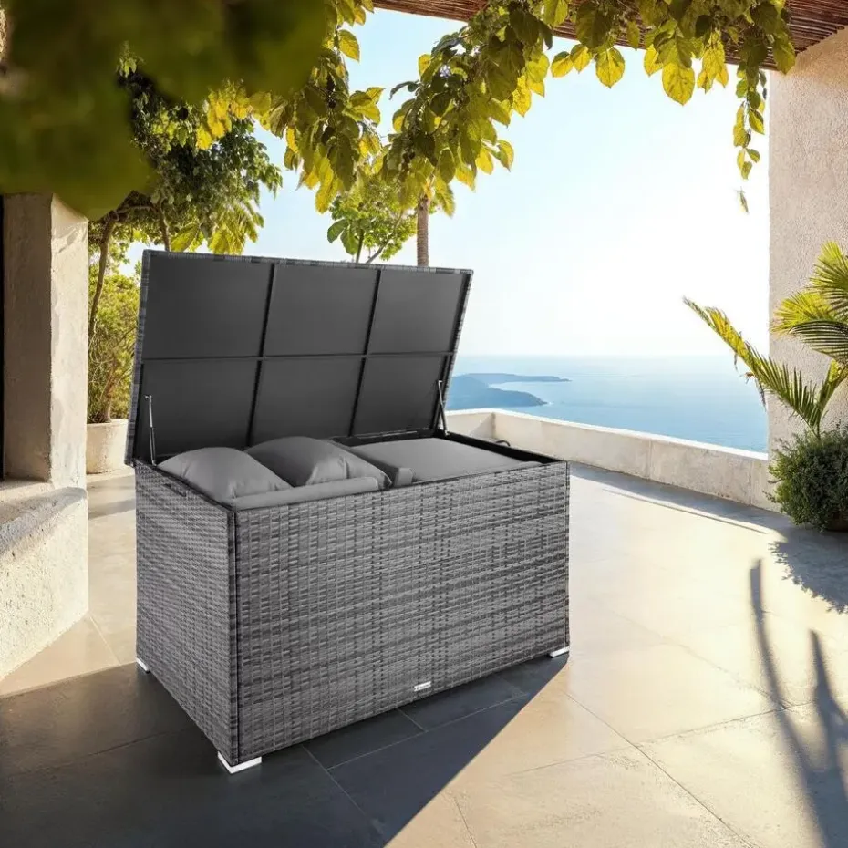 tectake Kussenbox Oslo met aluminium frame 145x82,5x79,5cm, Grijs