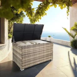 tectake Kussenbox Oslo met aluminium frame 145x82,5x79,5cm, Natuur