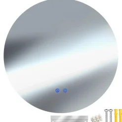 tectake LED-badkamerspiegel Aurora, dimbaar, met 3 lichtkleuren, Wit