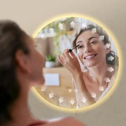 tectake LED-badkamerspiegel Aurora, dimbaar, met 3 lichtkleuren, Wit