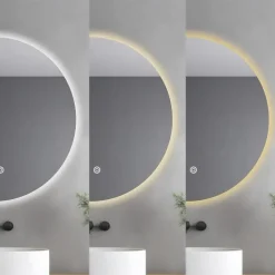 tectake LED-badkamerspiegel Aurora, dimbaar, met 3 lichtkleuren, Wit