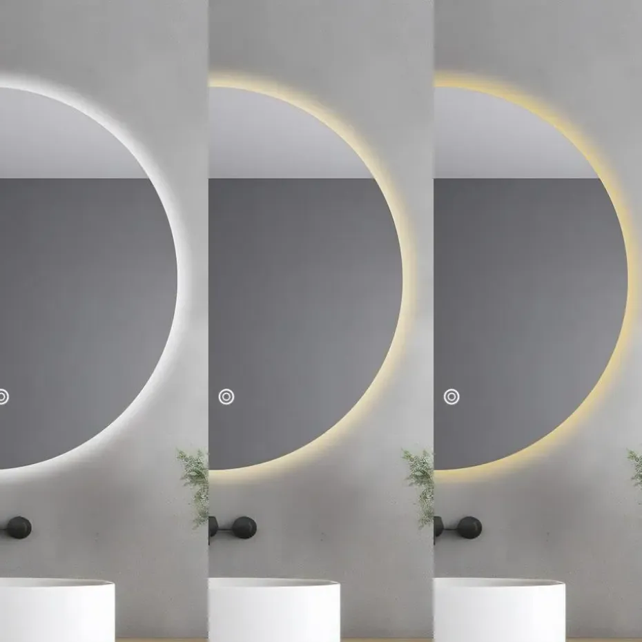 tectake LED-badkamerspiegel Aurora, dimbaar, met 3 lichtkleuren, Wit