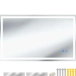 tectake LED-badkamerspiegel Clara, dimbaar, met 3 lichtkleuren, Antraciet