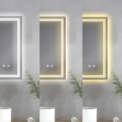 tectake LED-badkamerspiegel Clara, dimbaar, met 3 lichtkleuren, Antraciet