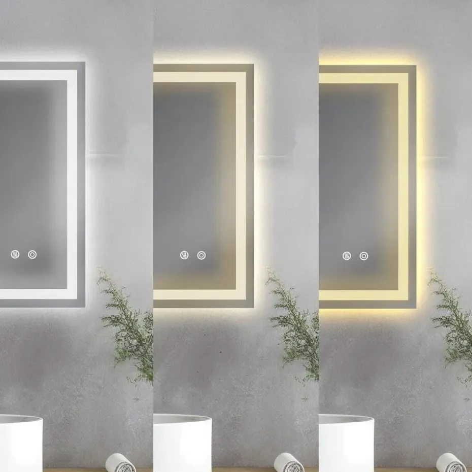 tectake LED-badkamerspiegel Clara, dimbaar, met 3 lichtkleuren, Antraciet