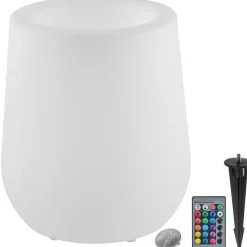 tectake LED-bloempot Luminous Courve Pot met afstandsbediening, Wit