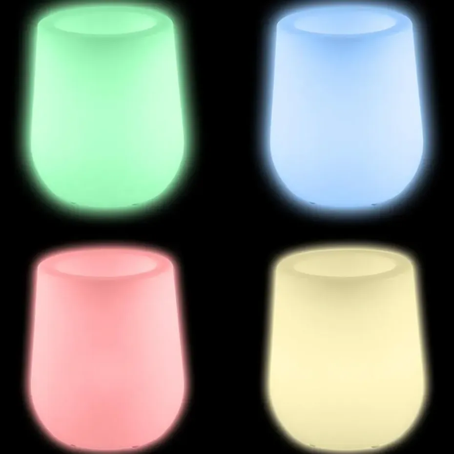 tectake LED-bloempot Luminous Courve Pot met afstandsbediening, Wit