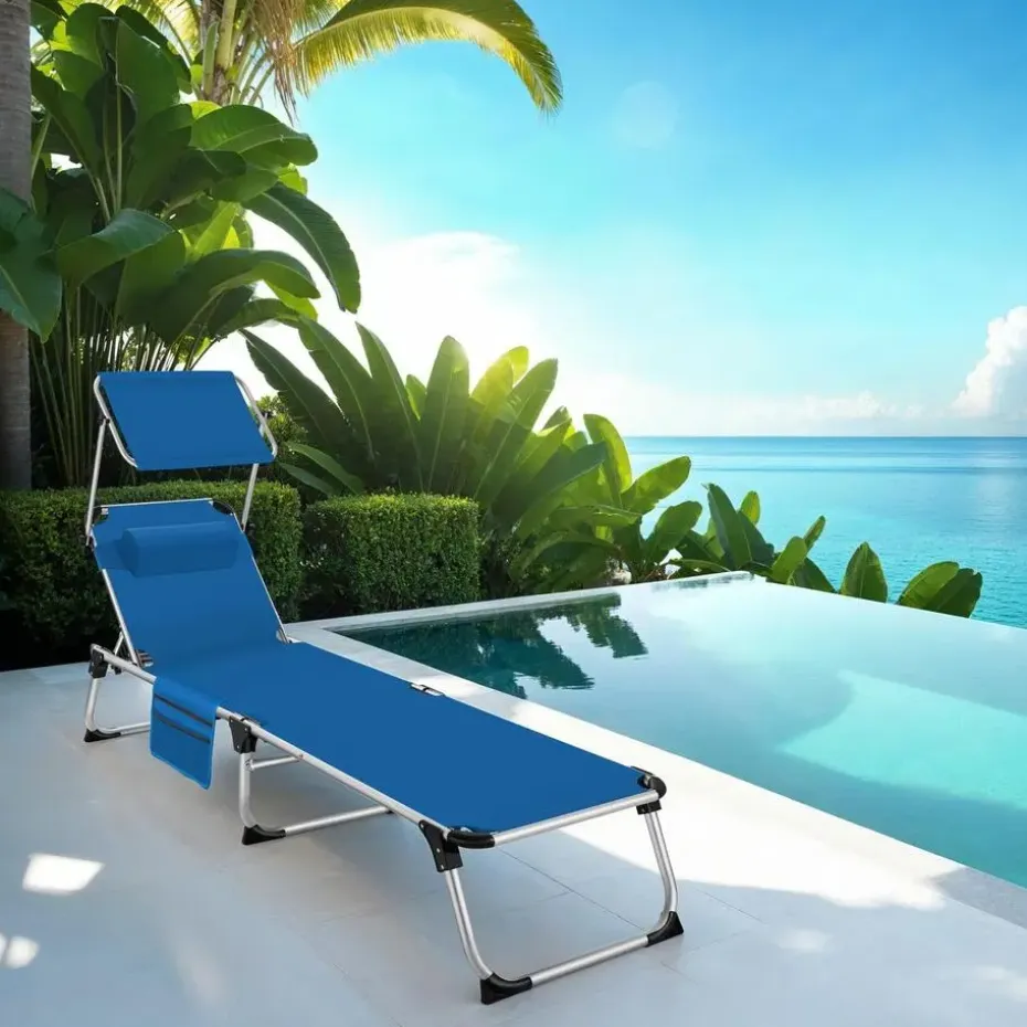 tectake Ligbed Aurelie van aluminium, 6 niveaus, Blauw