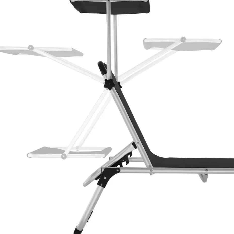 tectake Ligbed Aurelie van aluminium, 6 standen, Zwart