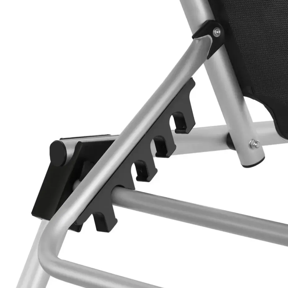 tectake Ligbed Aurelie van aluminium, 6 standen, Zwart