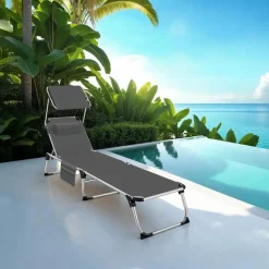 tectake Ligbed Aurelie van aluminium, 6 niveaus, Grijs