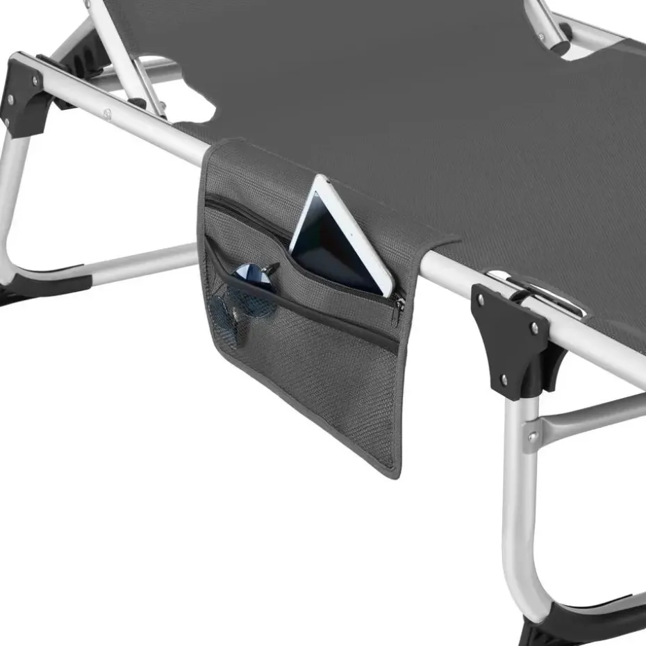 tectake Ligbed Aurelie van aluminium, 6 niveaus, Grijs