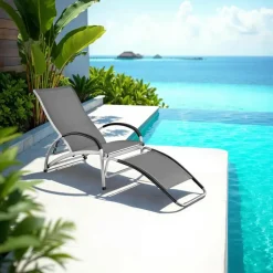 tectake Ligbed Avignon, 2in1 functie, verstelbare rugleuning, Antraciet