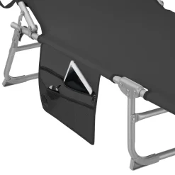 tectake Ligbed Chloé 4-niveaus, hoofdkussen en tas, Zwart