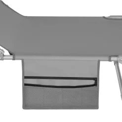 tectake Ligbed Chloé 4-niveaus, hoofdkussen en tas, Grijs