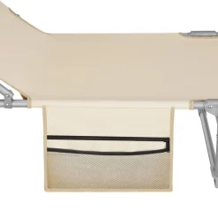 tectake Ligbed Chloé 4-niveaus, hoofdkussen en tas, Beige