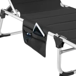 tectake Ligbed Lorella gestoffeerd, inklapbaar, Zwart