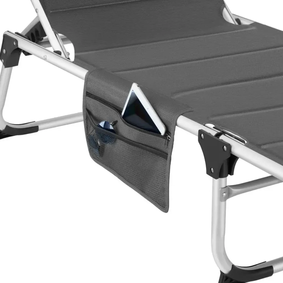 tectake Ligbed Lorella gestoffeerd, inklapbaar, Grijs