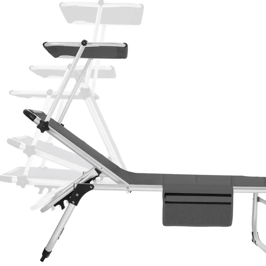 tectake Ligbed Lorella gestoffeerd, inklapbaar, Grijs