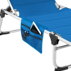 tectake Ligbed Lorella gestoffeerd, inklapbaar, Blauw