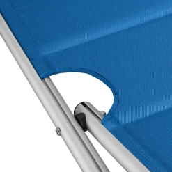 tectake Ligbed Lorella gestoffeerd, inklapbaar, Blauw