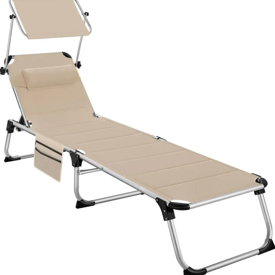 tectake Ligbed Lorella gestoffeerd, inklapbaar, Beige