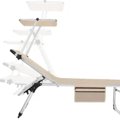 tectake Ligbed Lorella gestoffeerd, inklapbaar, Beige