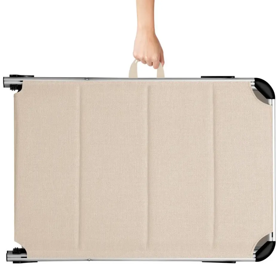 tectake Ligbed Lorella gestoffeerd, inklapbaar, Beige