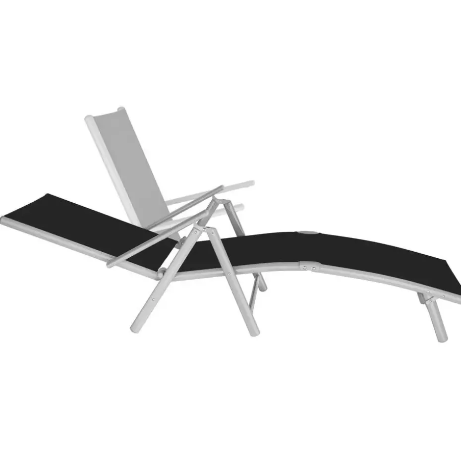 tectake Ligbed Marisol aluminium, 7 standen, Zwart/zilver