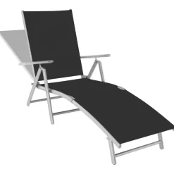 tectake Ligbed Marisol aluminium, 7 standen, Zwart/zilver