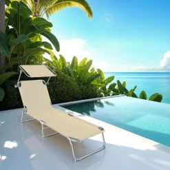 tectake Ligbed met 4 standen, Beige