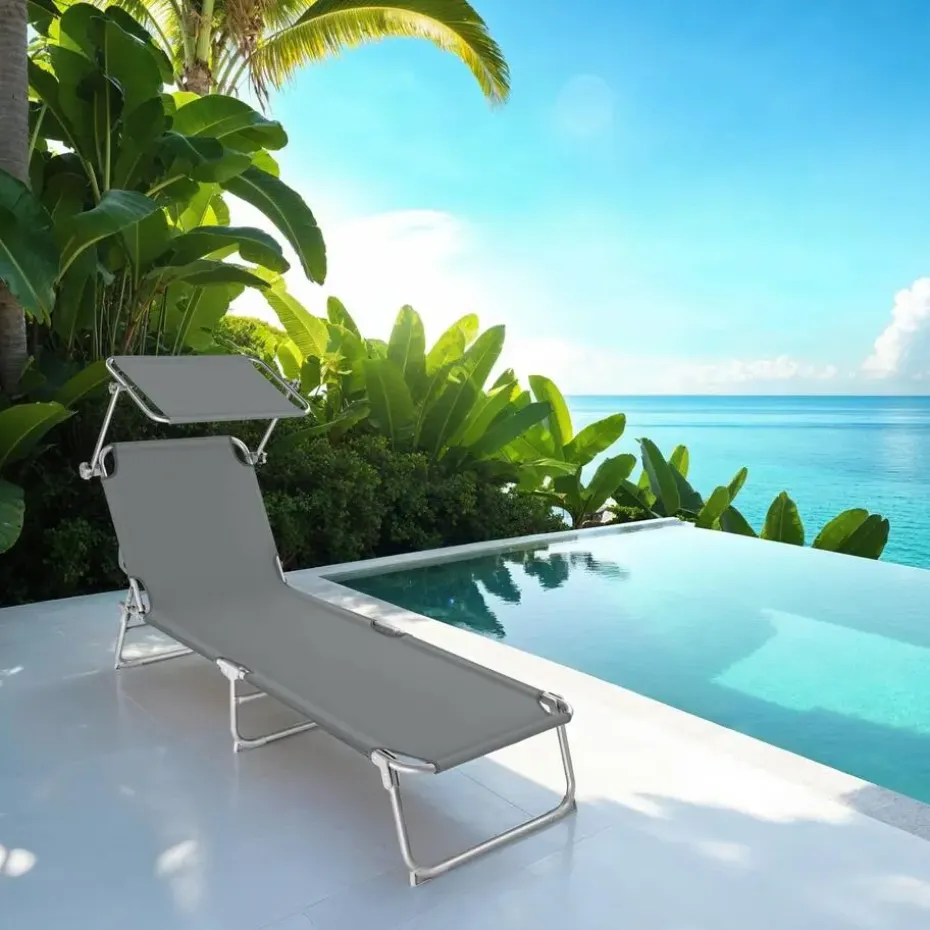 tectake Ligbed met 4 standen, Grijs