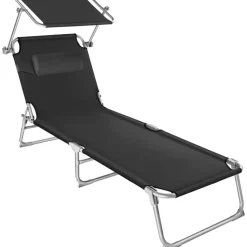 tectake Ligbed 4-niveaus met hoofdkussen, Zwart