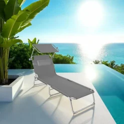 tectake Ligbed 4-niveaus met hoofdkussen, Grijs