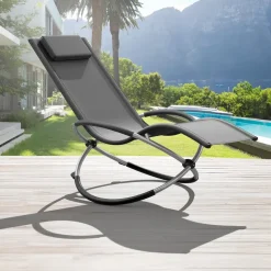 tectake Ligbed Paulina ergonomisch, opvouwbaar, 150 kg, Grijs