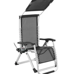 tectake Ligstoel Cloud II met zonnekap, opvouwbaar, Zwart