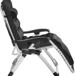 tectake Ligstoel Cloud II met zonnekap, opvouwbaar, Zwart